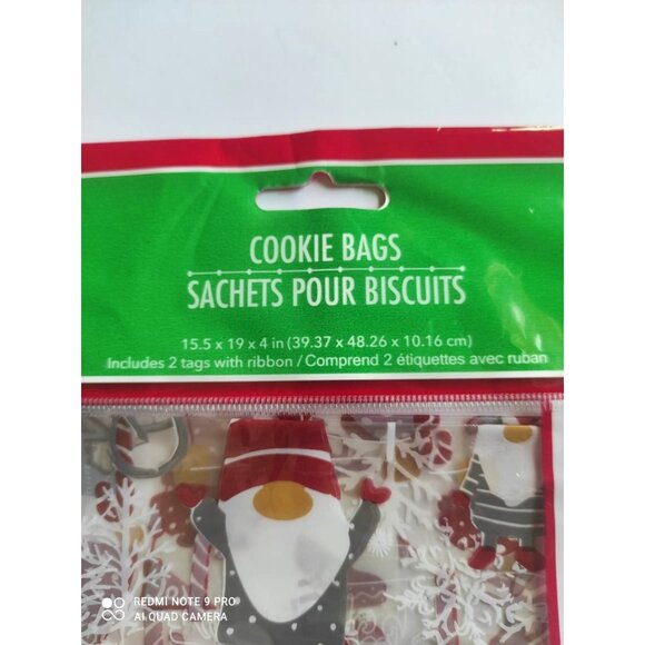 Christmas Gift Bags Set 2 With Tags Ribbon & Base Holiday Treat Bags For Giftin - Picture 5 of 13